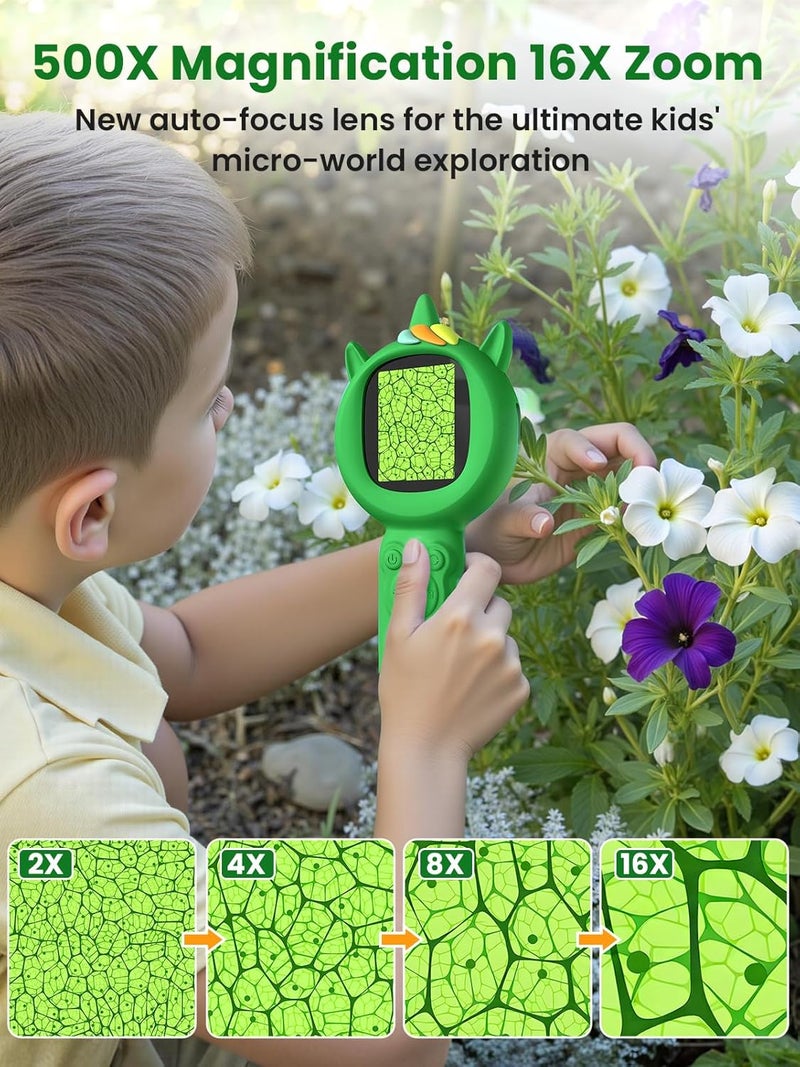 Acoath Microscope for Kids, Auto-Focus Handheld Digital Microscopes with 2.0" Screen, 8 LEDs Rechargeable Pocket Mini Microscope Christmas Gifts Educational Science Toys for Ages 5 6 7 8 9 10 11 12 - Image 3
